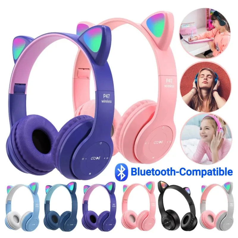 P47M wireless Bluetooth earphones, helmet with LED player light, waterproof, with noise cancellation