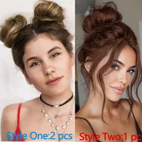 Synthetic Hair Bun Hair Drawstring Hair Bun Wig Flexible Brown Chignon Bun For Women Daily Use 4