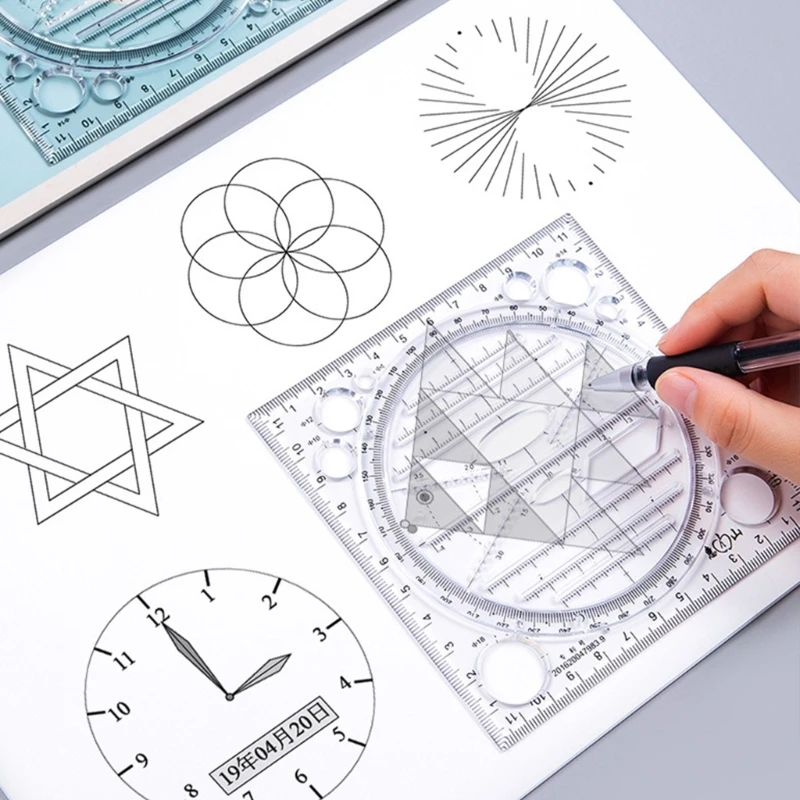 Régua rotativa, régua geométrica, ferramenta medição matemática, réguas rascunho multifuncional, modelo desenho d2rc
