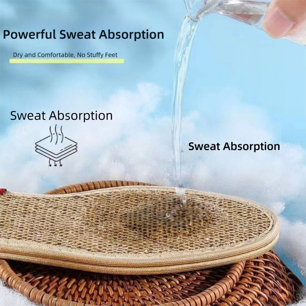 Breathable Cotton Linen Insoles Sweat Absorbing Thickned Sports Shoe Pads Locked Edge Non-slip Odor Resistant Insoles
