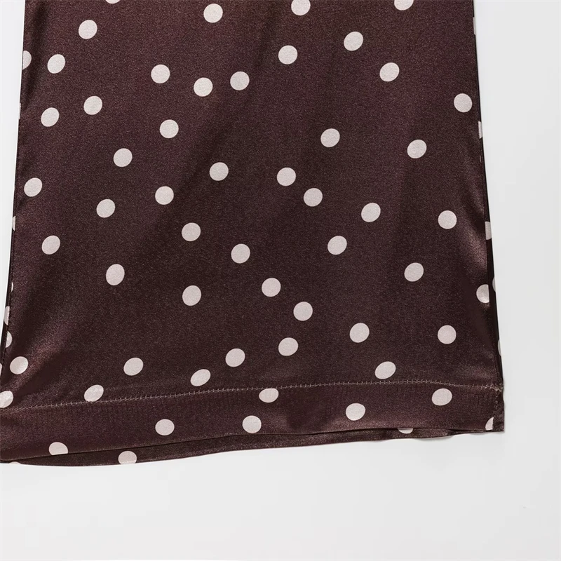 KEYANKETIAN 2025 Autumn New Women's Satin Casual Pants Retro style Side Zipper High Waist Polka Dots Print Straight-leg Trousers