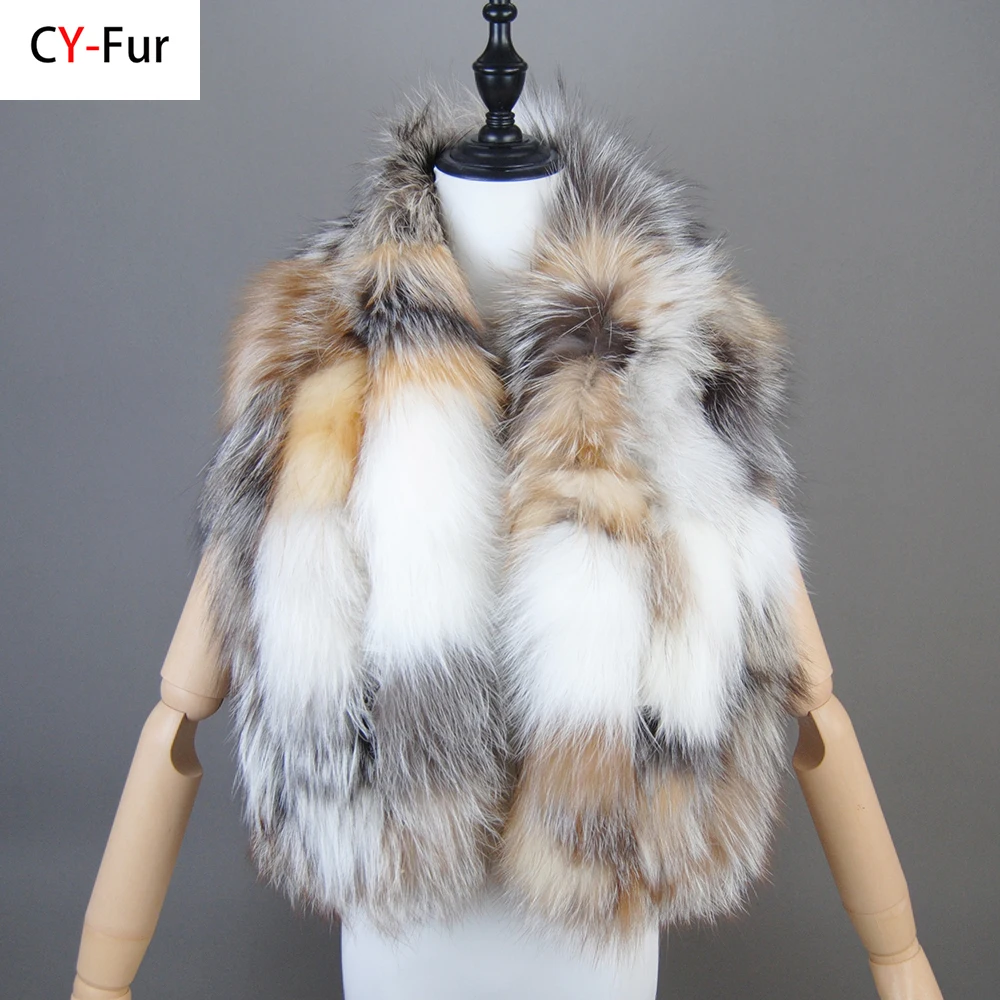 

Hot Sale Women Winter Warm Natural Fox Fur Scarf Ring Knit Real Fox Fur Lady Fashion Neckerchief Scarves Women Real Fur Bandana