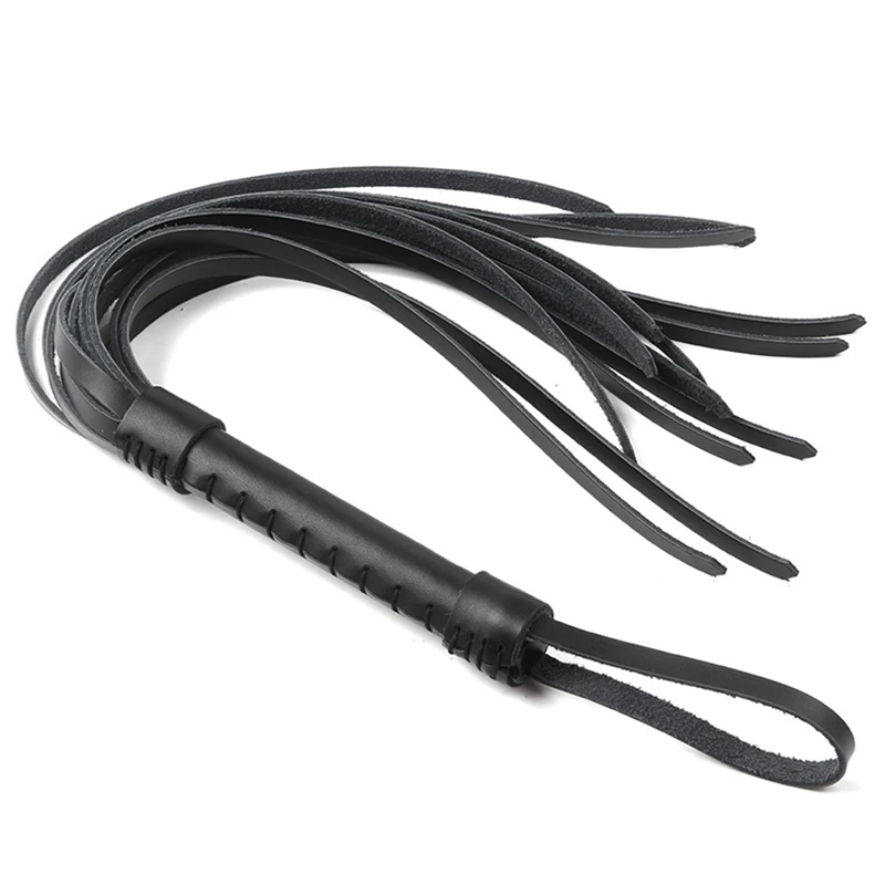 Genuine Leather Horse Whip, Horse Training Real Leather Whips 49CM , Leather Covered Handle