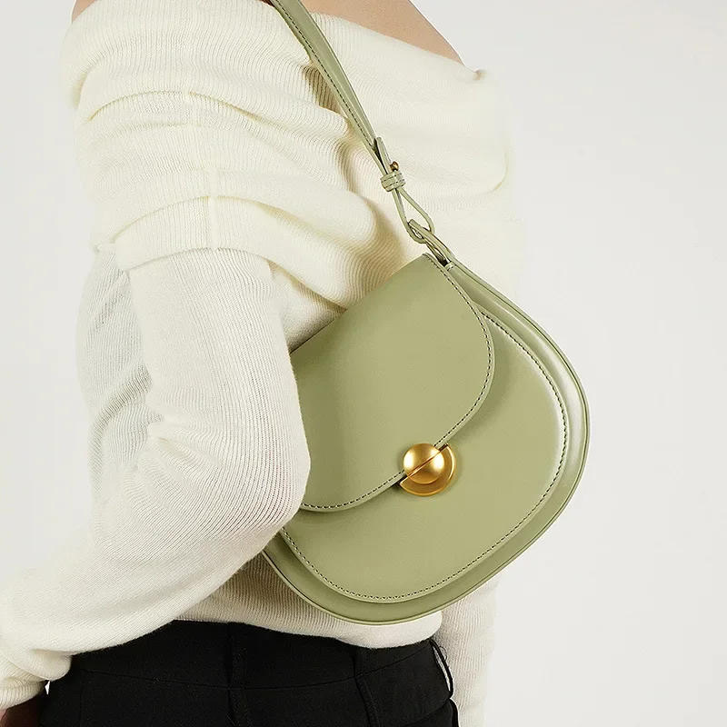 

2024 New Women Leather Saddle Purses And Handbags Retro Bags