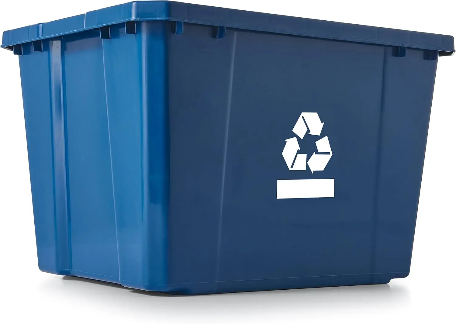 

Set of 24 Blue Medium Curbside Plastic Waste & Recycling Container, 17 Gallon / 64 Litre Household Trash Bin with Integrated Built-In Carrying Handles, Stackable Open Top Garbage Sorting Tub for Home, Kitchen, Office and Porch Waste Collection