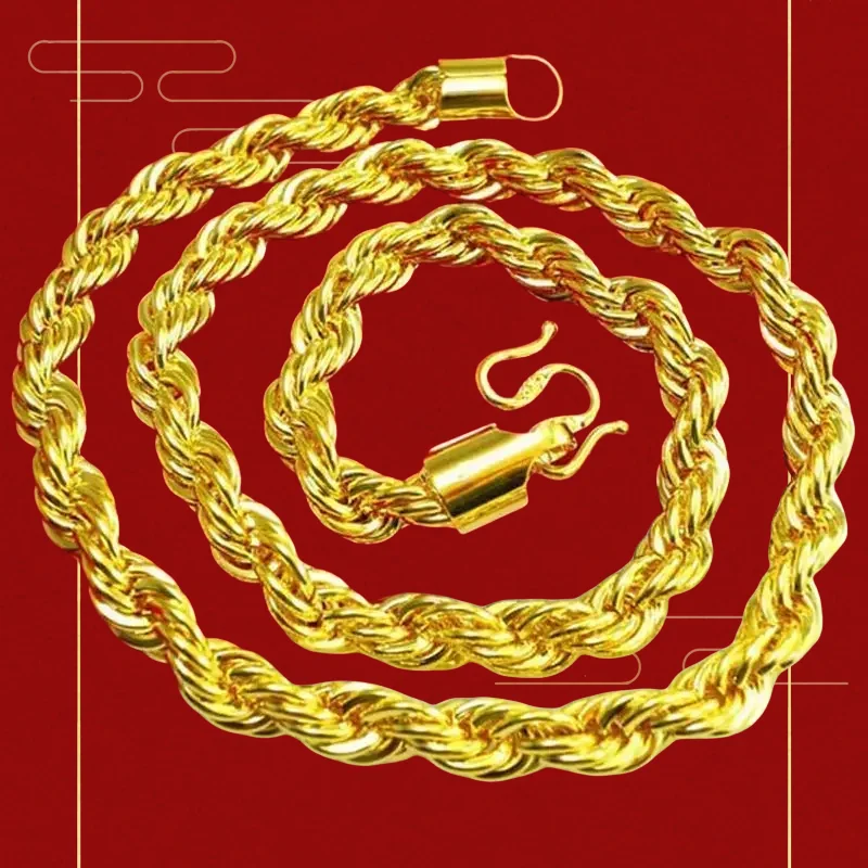 

Gold shop with 9999 real gold necklace men's and women's gold 24K necklace fortune into treasure boss chain rich necklace