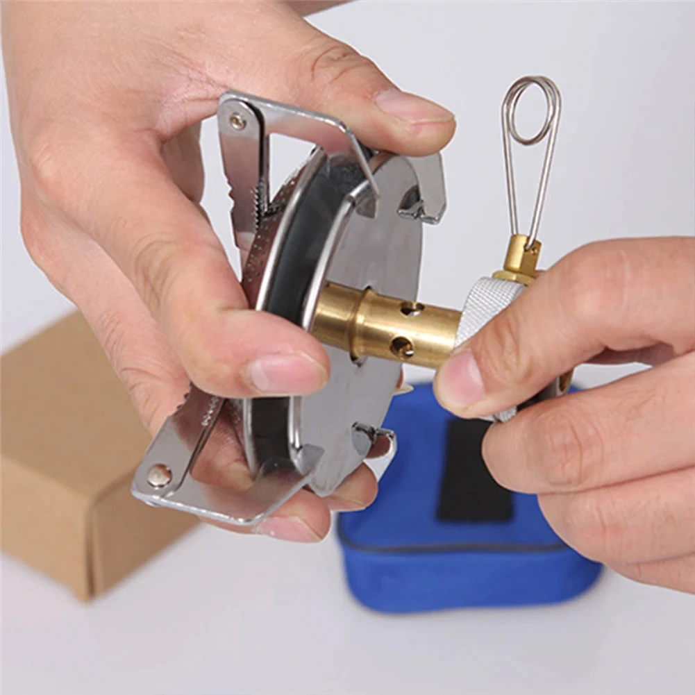 1 قطعة موقد غاز تخييم خارجي موقد غاز صغير مع حقيبة تخزين موقد طهي محمول قابل للتعديل للمشي لمسافات طويلة والتسلق والصيد - 3