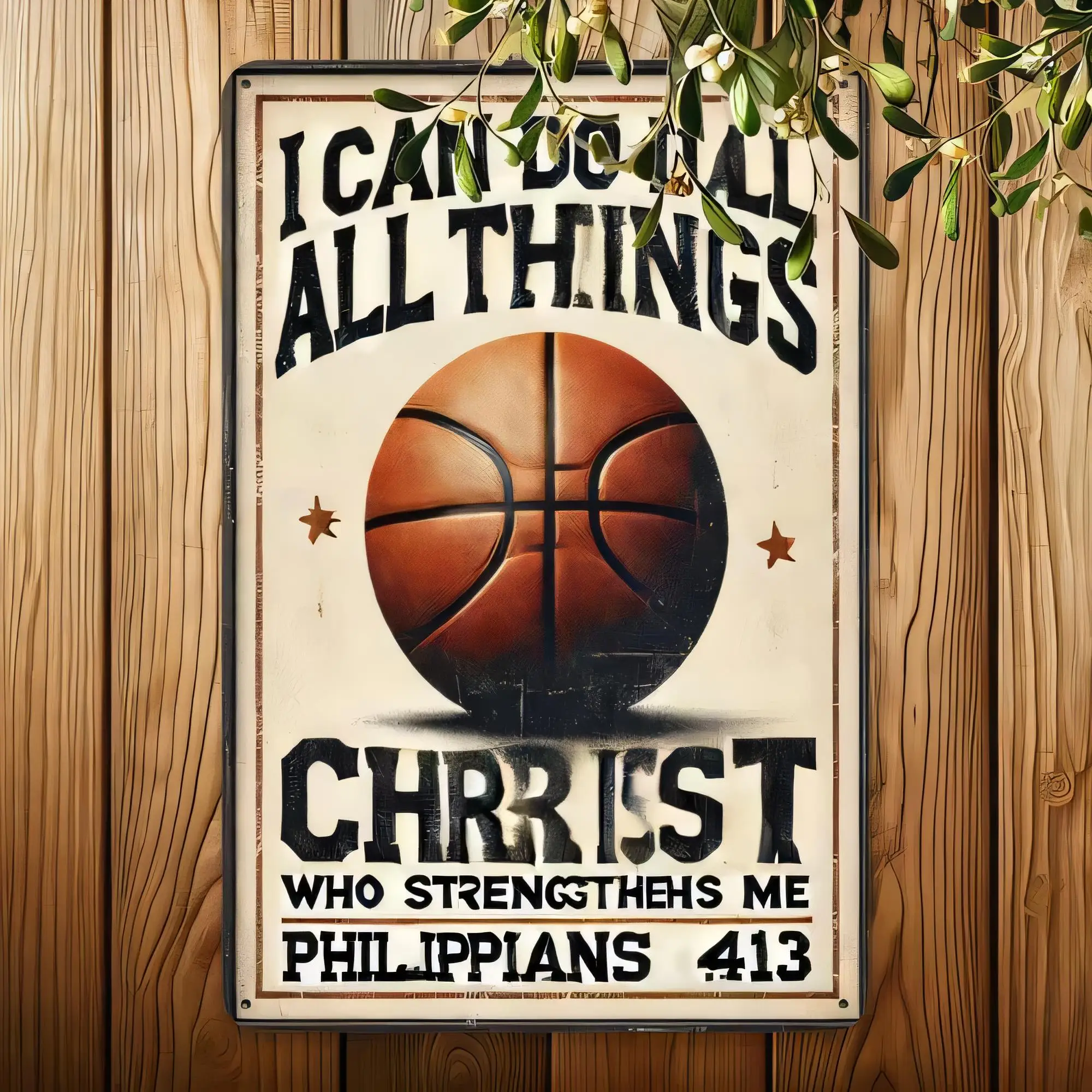 Tin Sign I Can Do All Things Through Christ Who Strengthens Me Philippians 4:13 Basketball Quote Metal Wall Art Retro Vintage Pl