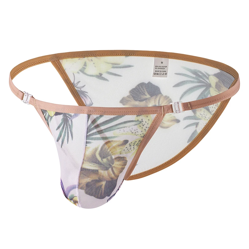 

Mens Quick Drying Mesh Sexy Low Waist Briefs Hollow Underwear Breathable Printed Solid Color Breathable Panties