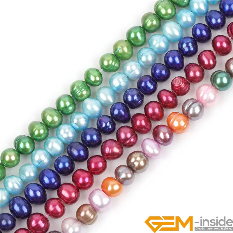 Multicolor Real Natural Freshwater Pearl Slight Screw Thread Texture Cultured Beads For Jerwelry Bracelet Necklace Crafts Making