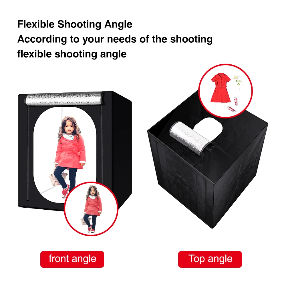 Caja de luz de estudio fotográfico grande de 120x100x120cm con 3 LED y fondos negros, blancos y azules, tienda de campaña con caja de tiro para artículos grandes