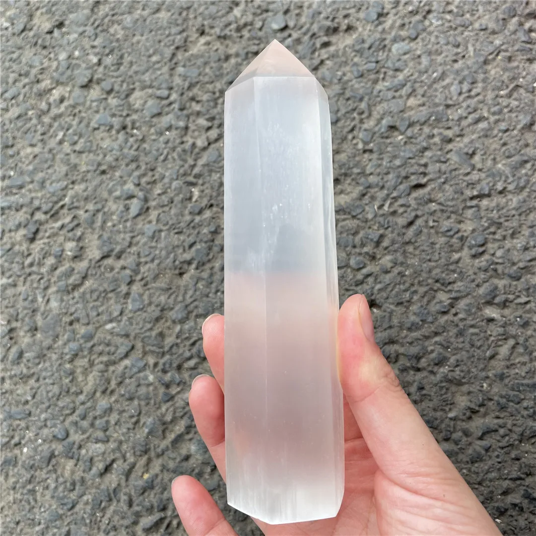 Natural Gemstone Transparent Selenite Stone Crystals Wand Beautiful Point Reiki Decoration Dr.Stone Collections Rock