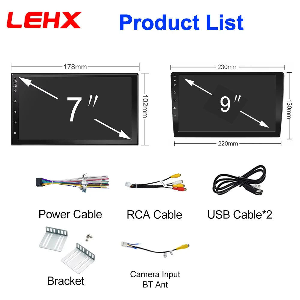Sistema Linux LEHX, radio para automóvil con pantalla táctil de 7/9/10 pulgadas, compatible con CarPlay inalámbrico y Android Auto, reproductor multimedia de video y audio, Airplay, Mirror Link, Bluetooth, control de volante, cámara de visión trasera, doble puerto USB, unidad principal 2 DIN con pantalla IPS, disponible en la UE.