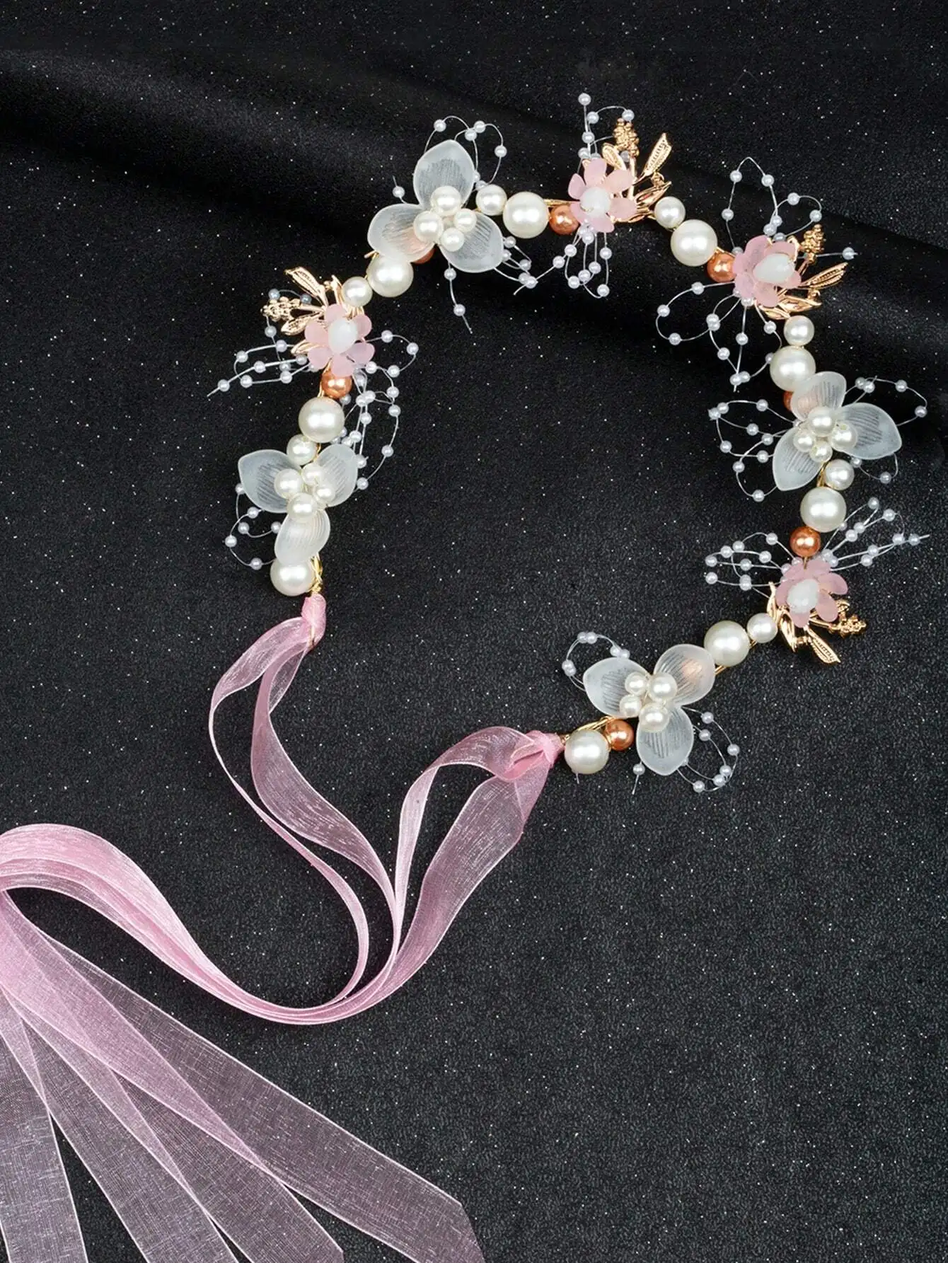 

1pc Girl's Sweet Flower & Pearl Decor Princess Style Headband, Suitable For June 1st Teen's Day Performance, Dressing Up Or Being A Wedding Flower Girl