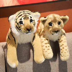 Peluches de leopardo y Tigre de León para niños, muñecos de felpa de 39-58cm para decoración del hogar, peluches de animales, suaves y reales como almohada, regalo para niños