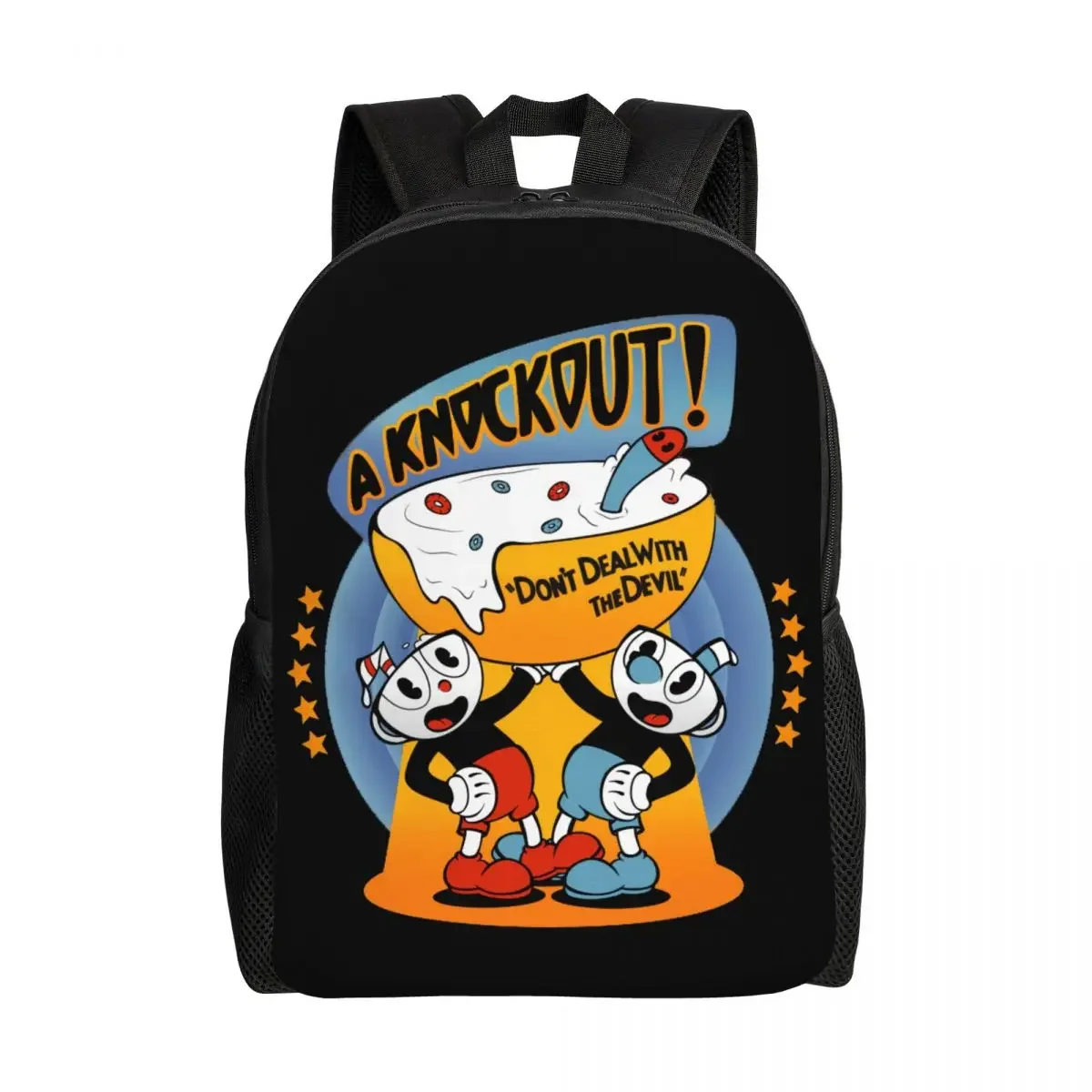 

Custom Hot Game Cuphead Mugman Backpacks for Girls Boys College School Travel Bags Men Women Bookbag Fits 15 Inch Laptop