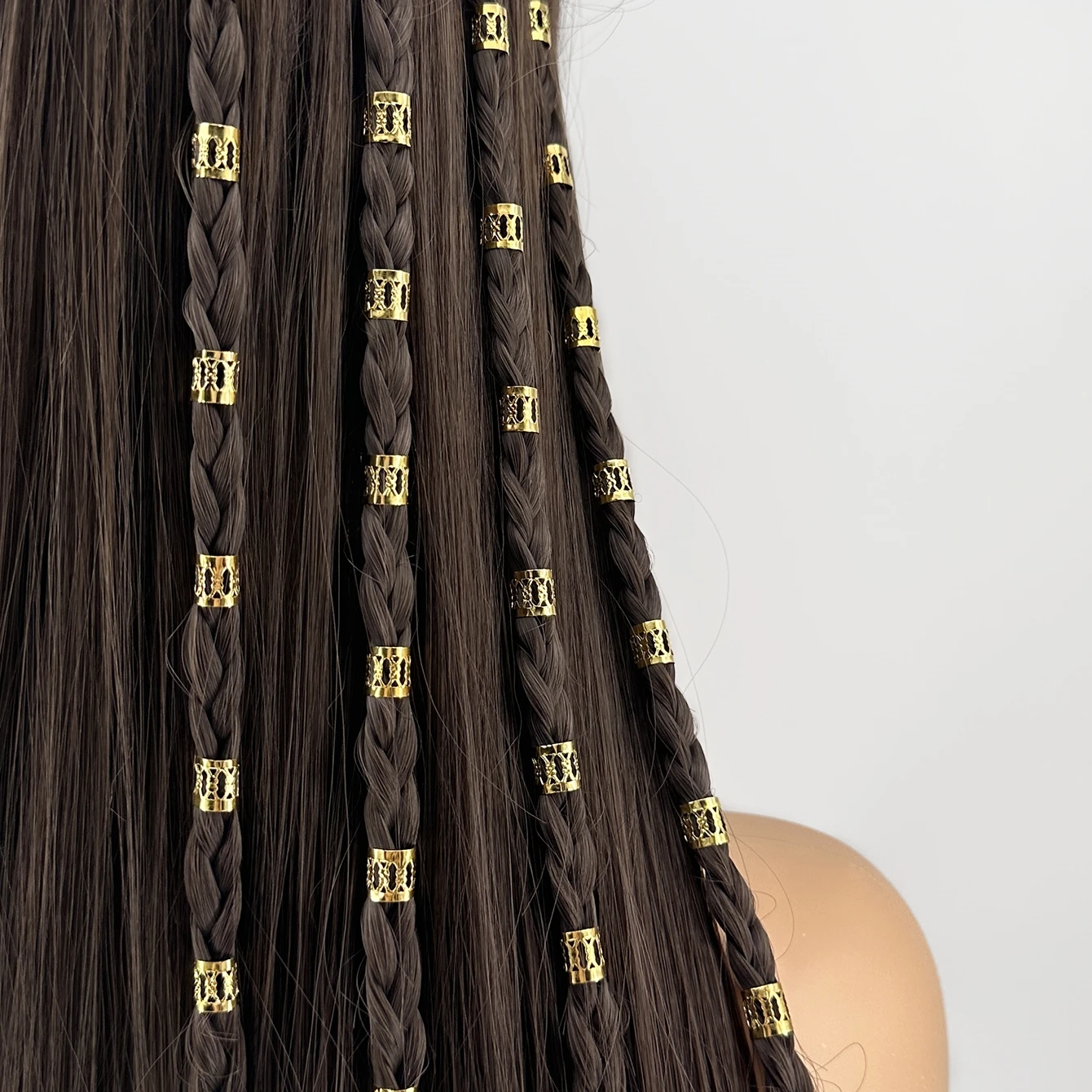 50pcs Metal Hollow Out Hair Ring Accessories,Beads Hair Braid Rings Clips Dread Locks Hair Braiding Metal Cuffs Decoration
