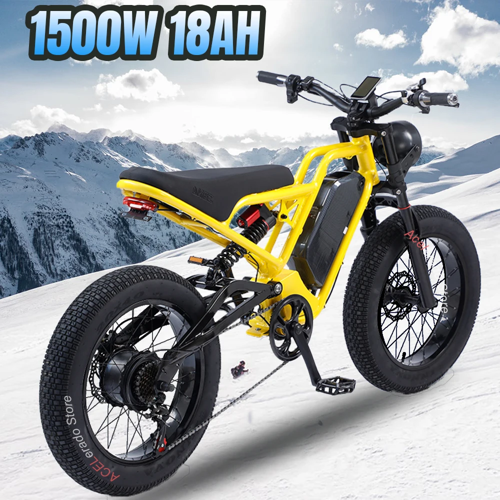 

Electric Bike 48V 18AH 1500W/750W Motor 20" x4.0 Fat Tire Step Electric Bicycle Removable Battery 7-Speed Mountain Snow E-Bike