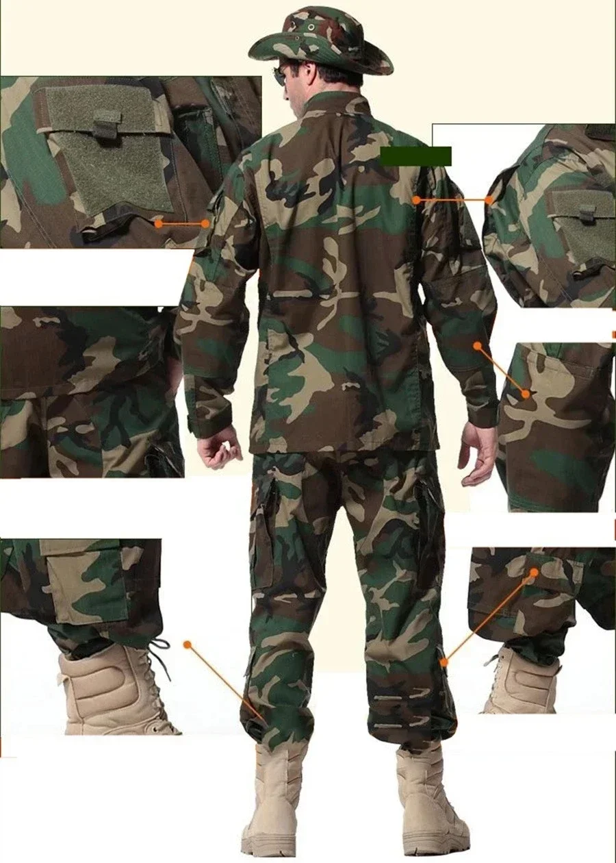 Tactical Uniform Camo Jacket + Pants Set Outdoor Hunting Camouflage Clothing Mens