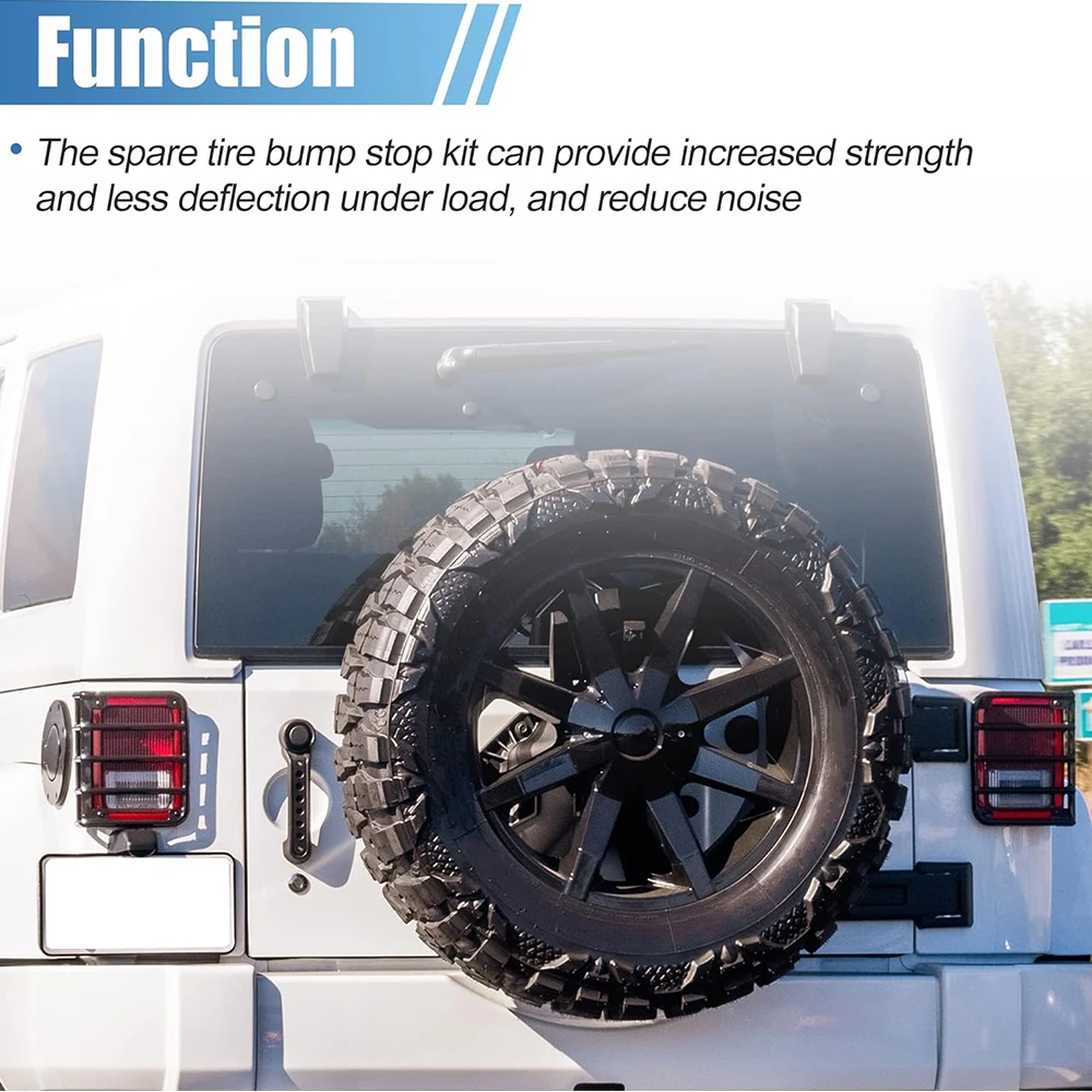 Tailgate Spare Tire Bump Stop Kit For Jeep Wrangler JL 2018-2023+ Spare Tire Carrier Extended Polyurethane Bump Stop