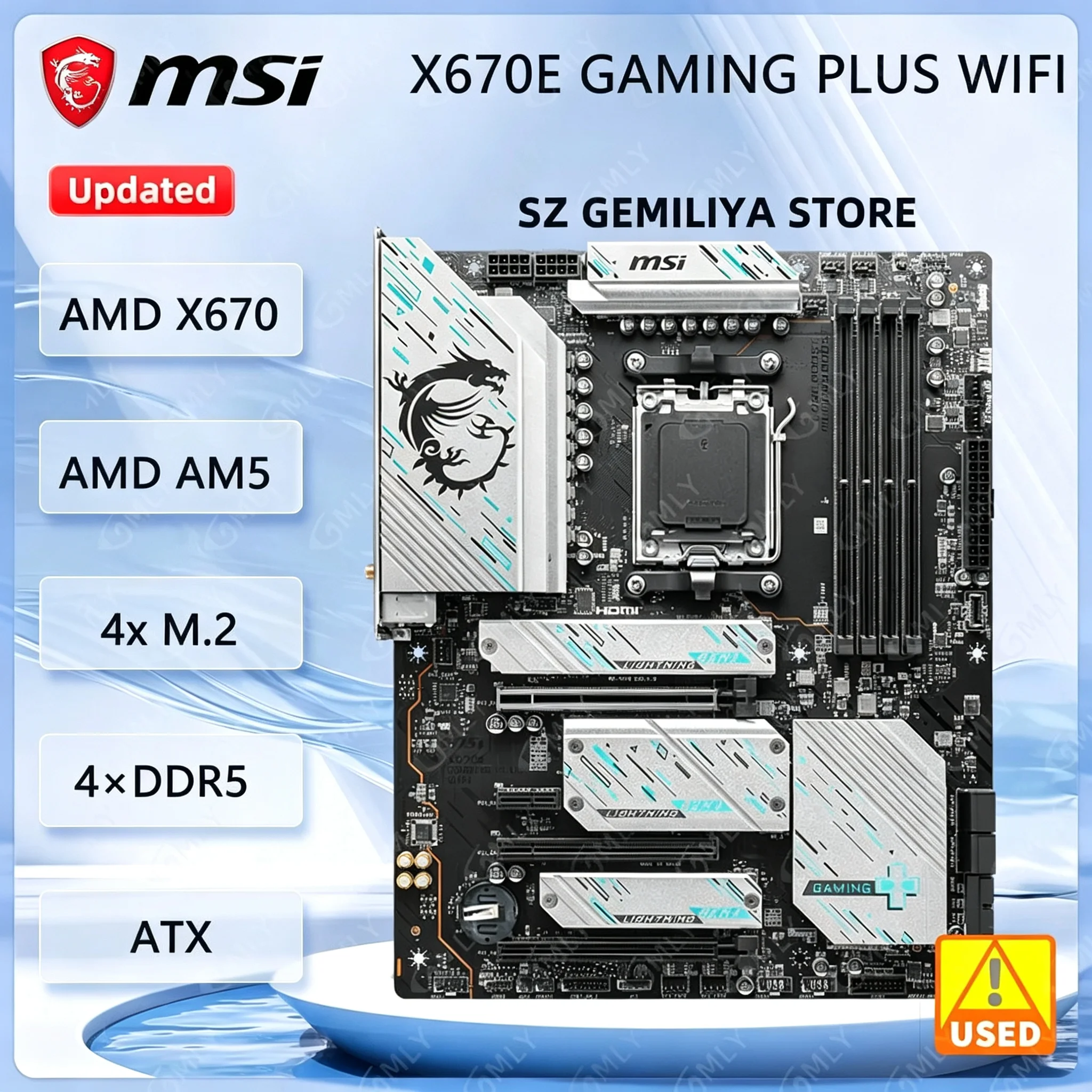 Image of MSI X670E GAMING PLUS WIFI Motherboard unterstützt Ryzen 9 9900X, Ryzen 9 7950X, Ryzen 5 9600X, Ryzen 5 8500G CPUs, AM5AMD X670, DDR5.