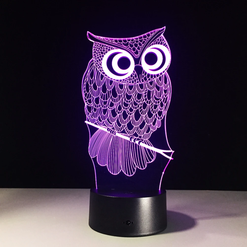

7 Colors Touch Control Led Owl Night Light 3D Illusion Lamp Color Changing Decorative Light For Home Office Bar Cafe
