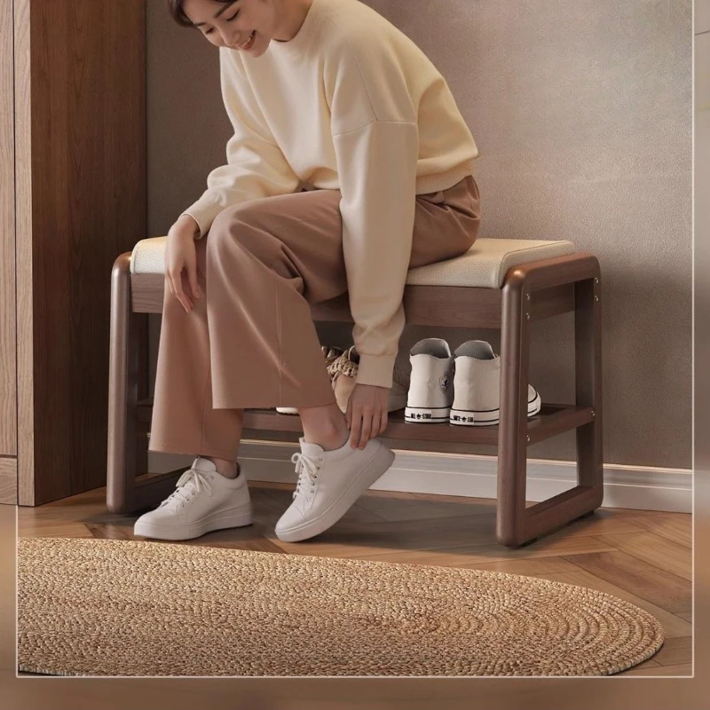 Solid Wood Shoe Changing Stool Multifunctional Storage Stool Home Door Shoe Cabinets Portable Storage Living Room Furniture
