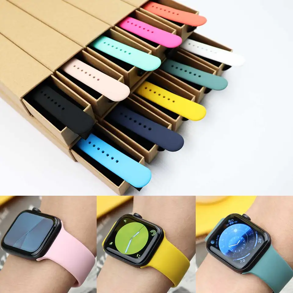 Apple Watch 스트랩 용 실리콘 밴드 44mm 45mm 40mm 41 42 38mm 45mm 스포츠 팔찌 iwatch 시리즈 8 7 6 5 4 3 SE 9 10 Ultra 2 49mm