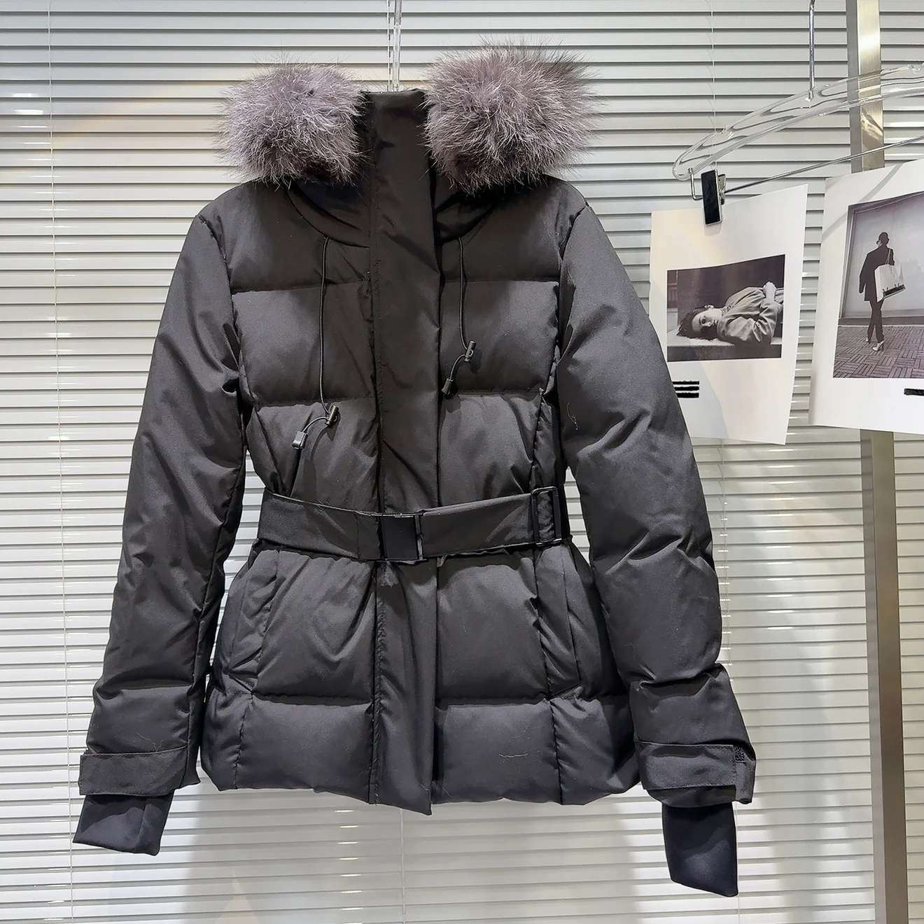 Winter Hooded Detachable Natural Fur Collar Down Jacket Women White Duck Down Warm Slim Jackets Female with Belt Parker Outwears