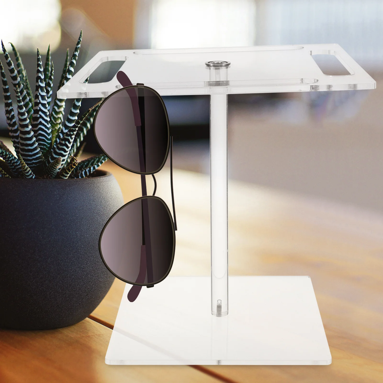 

Desktop Acrylic Glasses Organizer Stand Sunglasses Display Rack Transparent Rotating Eyeglass Holder for Home Office Retail