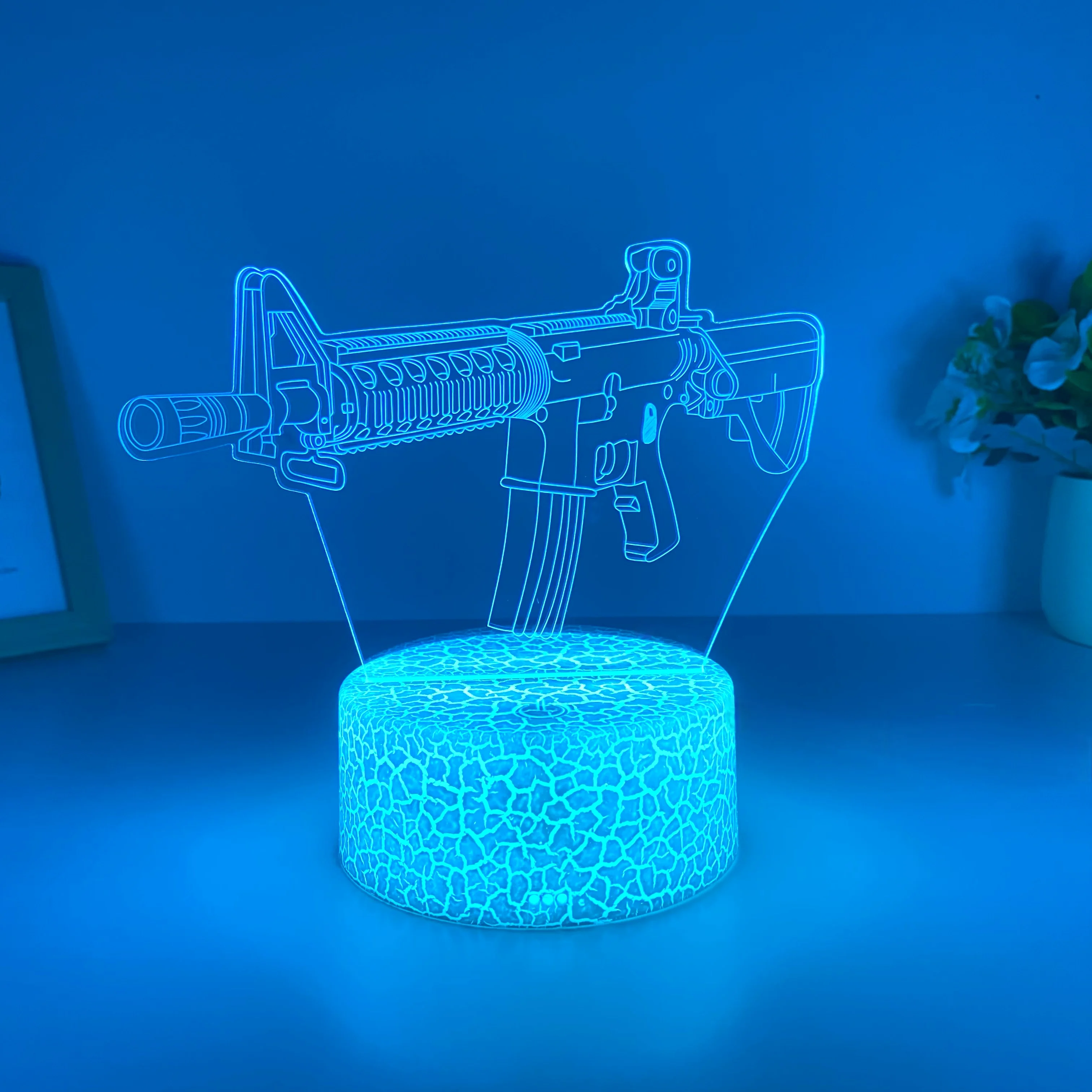 1pc submachine gun modeling night light, USB atmosphere table light, holiday gift table light for friends.