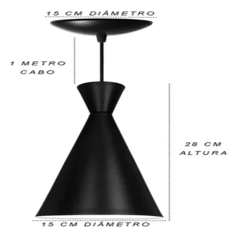 Conjunto de luminárias pendentes Venturi preto fosco/branco