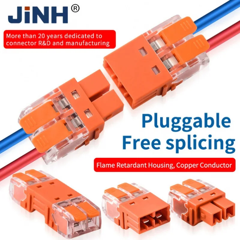 

JINH 10Pcs CMK 64 Quick Lever Wire Connectors 2/3 In and 2/3 Out for Compact Plug Male Female Terminals Universal Blocks