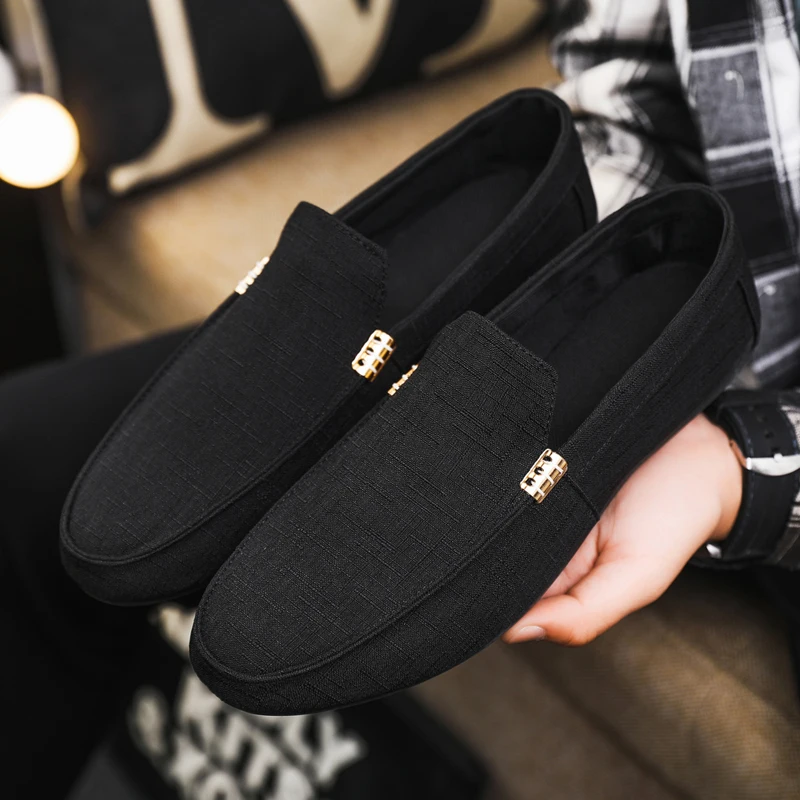 Mocassins simples pour hommes, couleur unie, confortables, doux, polyvalents et faciles à enfiler