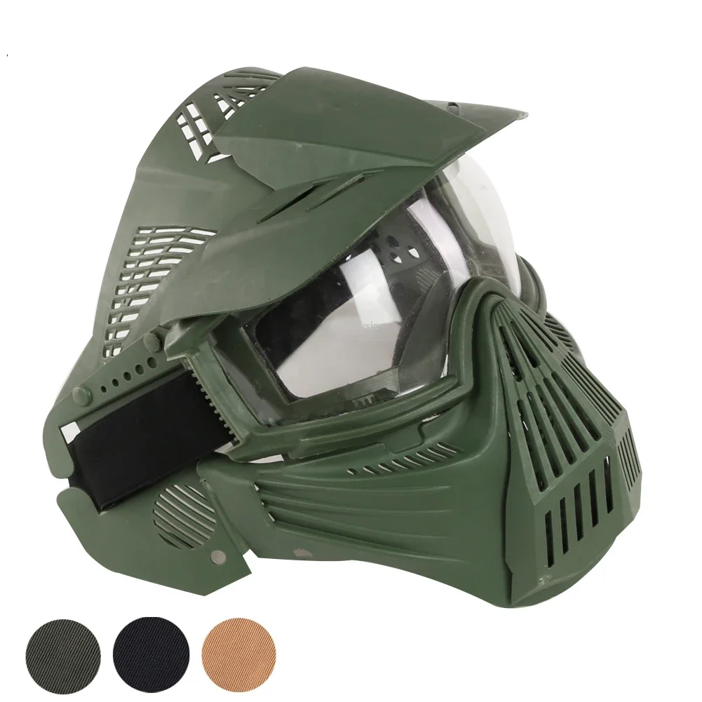 Mascarilla táctica facial completa con lente resistente impactos Airsoft Paintball