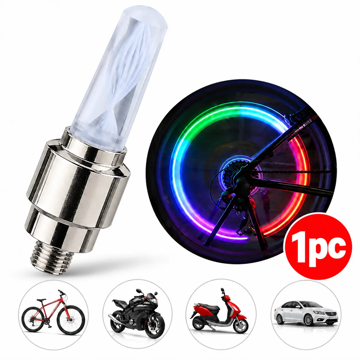 RGB LED Bicycle Valve Light Colorful Tire Lamp Auto Motion Sensor Bike Wheel Spoke Light Night Cycling Safety Accessories