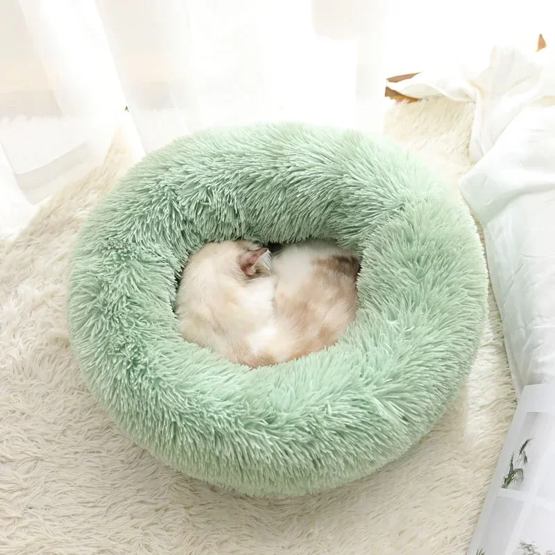 Super Soft Cat Bed Plush Winter Warm Cat Mat for Small Dog Beds Puppy Sleeping House Round Cushion Pet Product Accessories