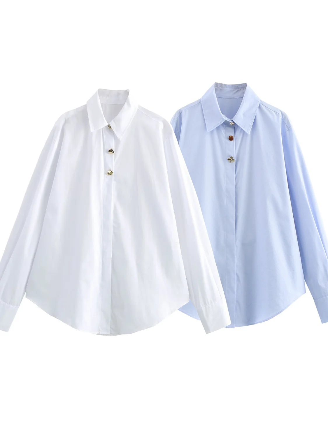 

Loose Fit Button up irt Pure Color Lapel Ne Long Sve Busin Casual Women's Faion Spring Summer Autumn