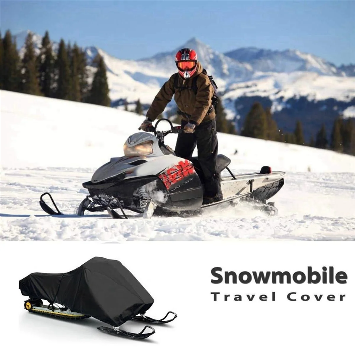 3X Snowmobile Cover Waterproof Dust Trailerable Sled Cover Anti-UV Winter Motorcycle Outdoor Black 145X51X48cm