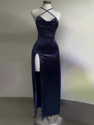 2025 Vestidos nuevos Y2K vestido Sexy con cuello Halter para mujer, vestidos elegantes a la moda para mujer, vestidos de noche para fiesta, vestido de noche para mujer