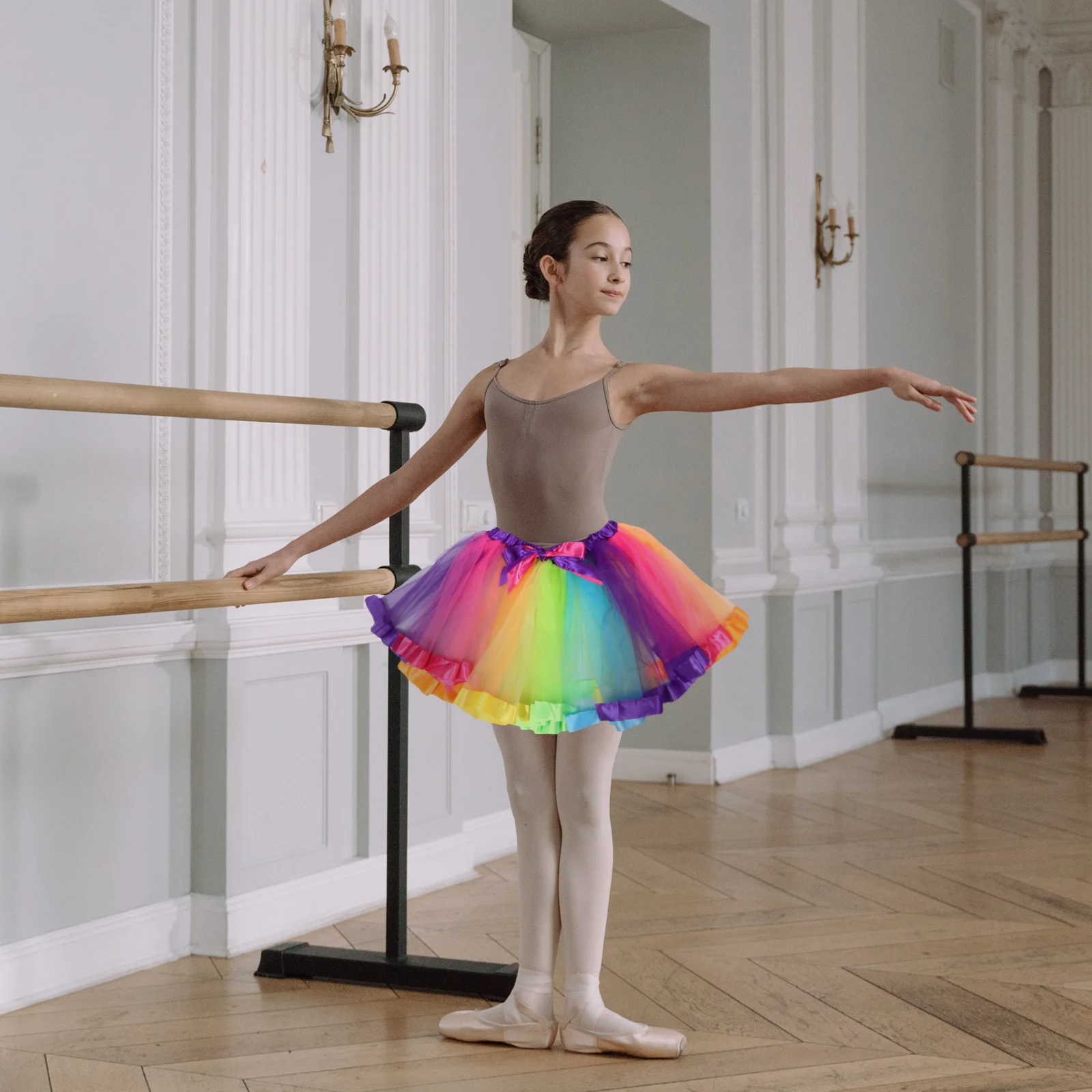 1 セットレインボーネオンコスチュームアクセサリーチュチュスカート網タイツ手袋レッグウォーマーネックレスイヤリング 80 年代レトロ用