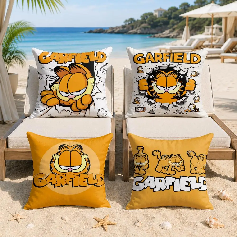 G-Garfield Cute Cartoon Cushion Cover Silky Short Plush Invisible Zipper Dustproof Sofa Pillow Case For Home Decor