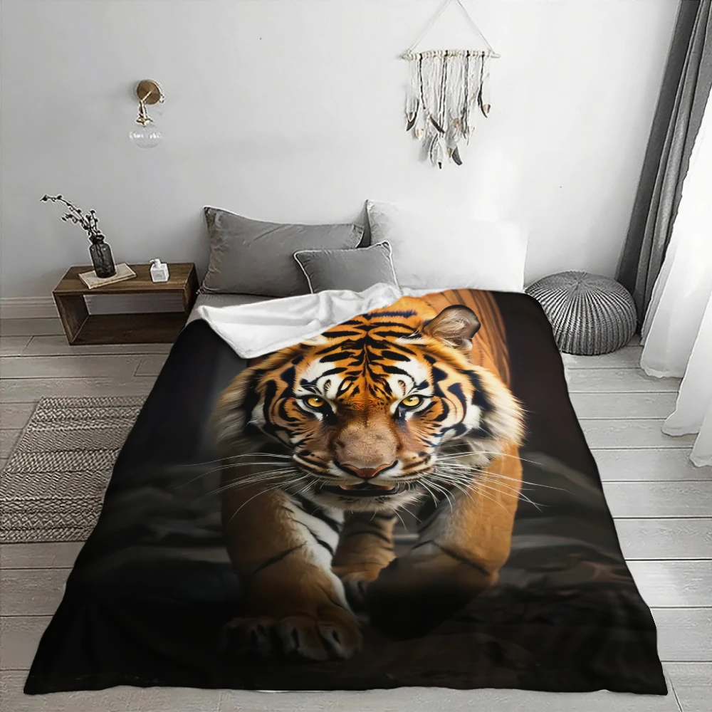 Majestic Tiger Soft Throw Blanket, Realistic Print, Exclusive for Wildlife Lovers, Multi-Purpose Warm Cozy Home Decor Gift