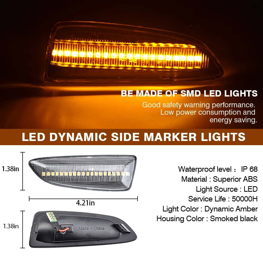 For Opel For Vauxhall Astra J K Crossland X Grandland Insignia B Zafira C LED Dynamic Turn Signal Light Side Fender Marker Lamp