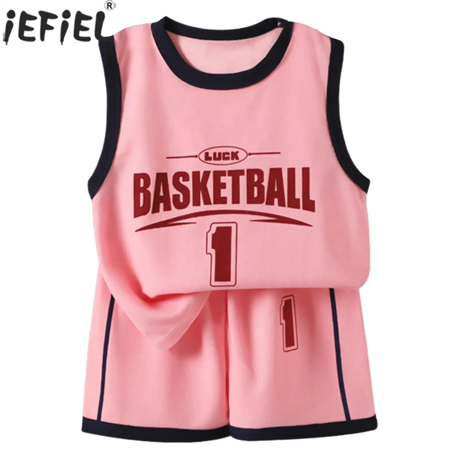 

Boys Girls Basketball Sports Performance Costume Breathable Jerseys Tracksuit Sleeveless Letter Printed Tank Top with Shorts