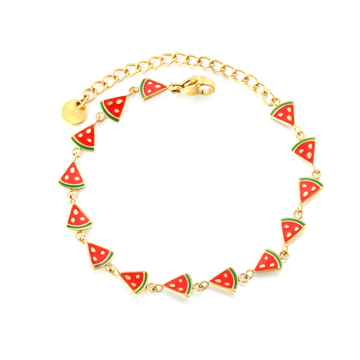 LUXUSTEEL Fashion Oil Dripping Watermelon Cute Bracelets Jewelry Bangles For Women Stainless Steel No Fade Bangles for Couple