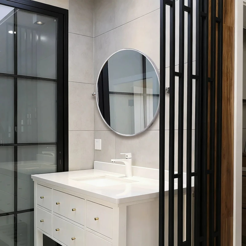 Light luxury rotatable round bathroom mirror gold wall-mounted bathroom mirror