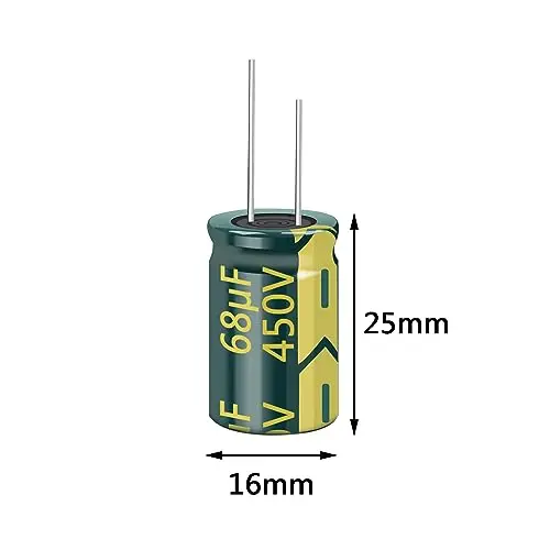 10pcs 450V 68UF Capacitor 16x25mm(0.63x0.98in) High Frequency Aluminum Electrolytic Capacitors for TV, LCD Monitor, Game