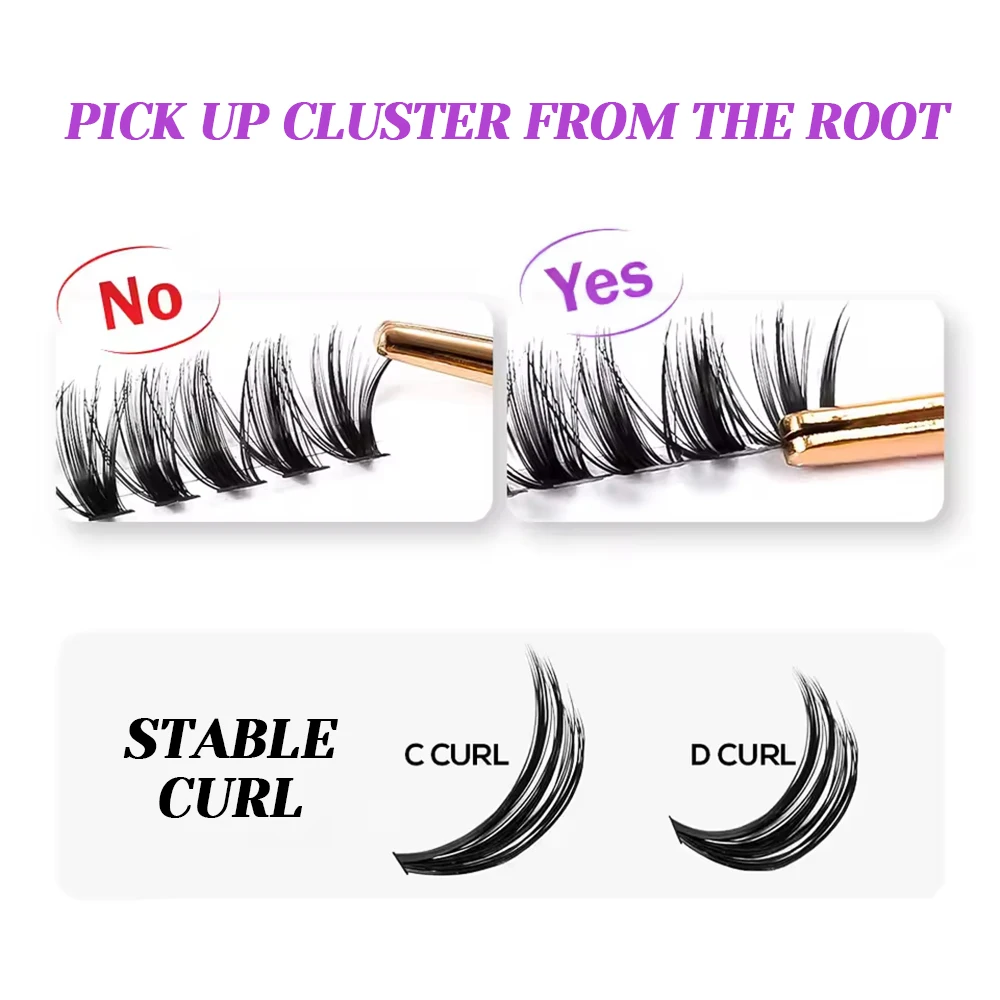 MASSCAKU 10D/12D/20D DIY Segmented Eyelash Extensions 8-15mm Mix Length Matte Black Mega Volume Individual Lashes Makeup Tools