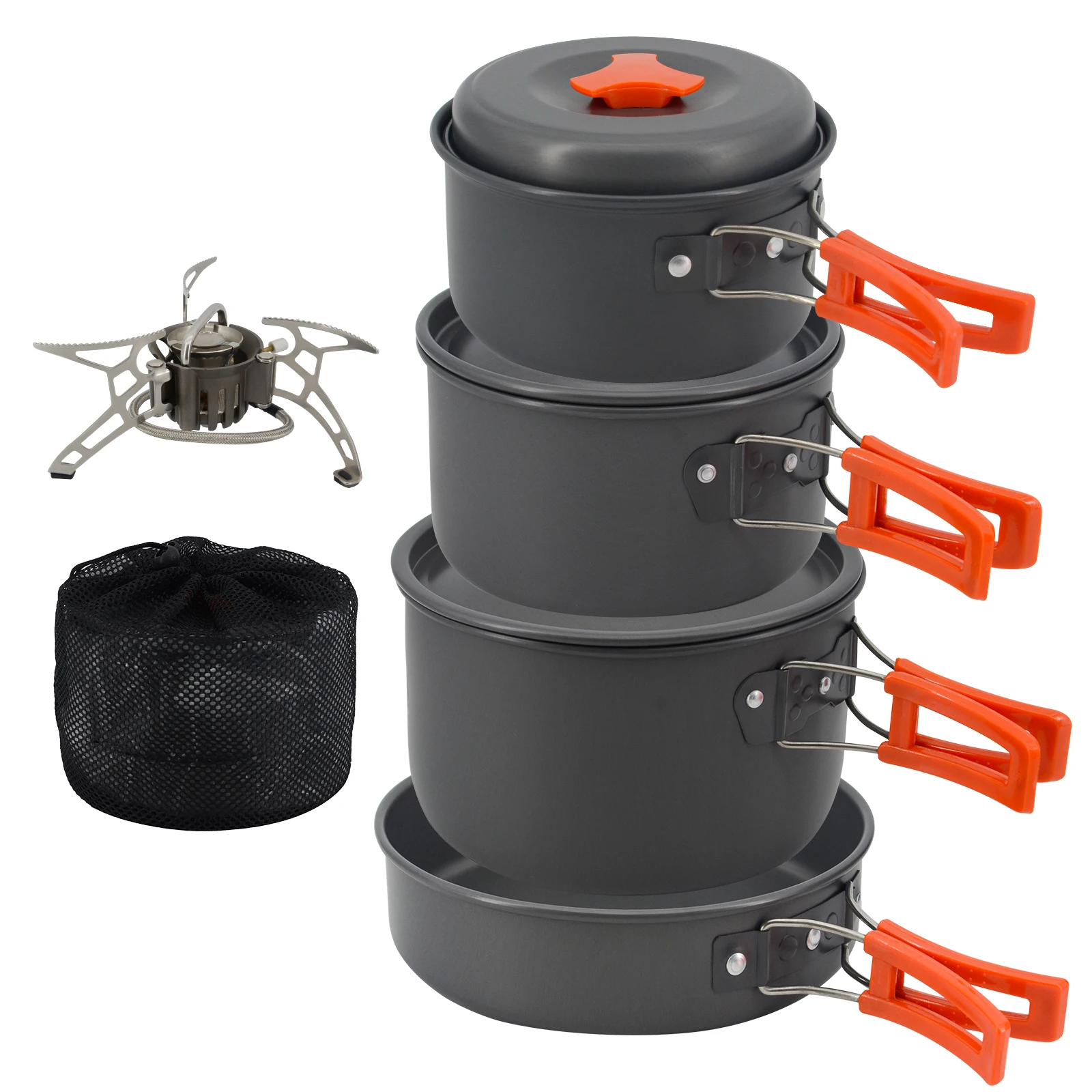 

Portable Lightweight 5-Piece Camping Cookware Set Outdoor Cooking Kitchen Kit Induction Stove Frying Pans for Backpacking Travel